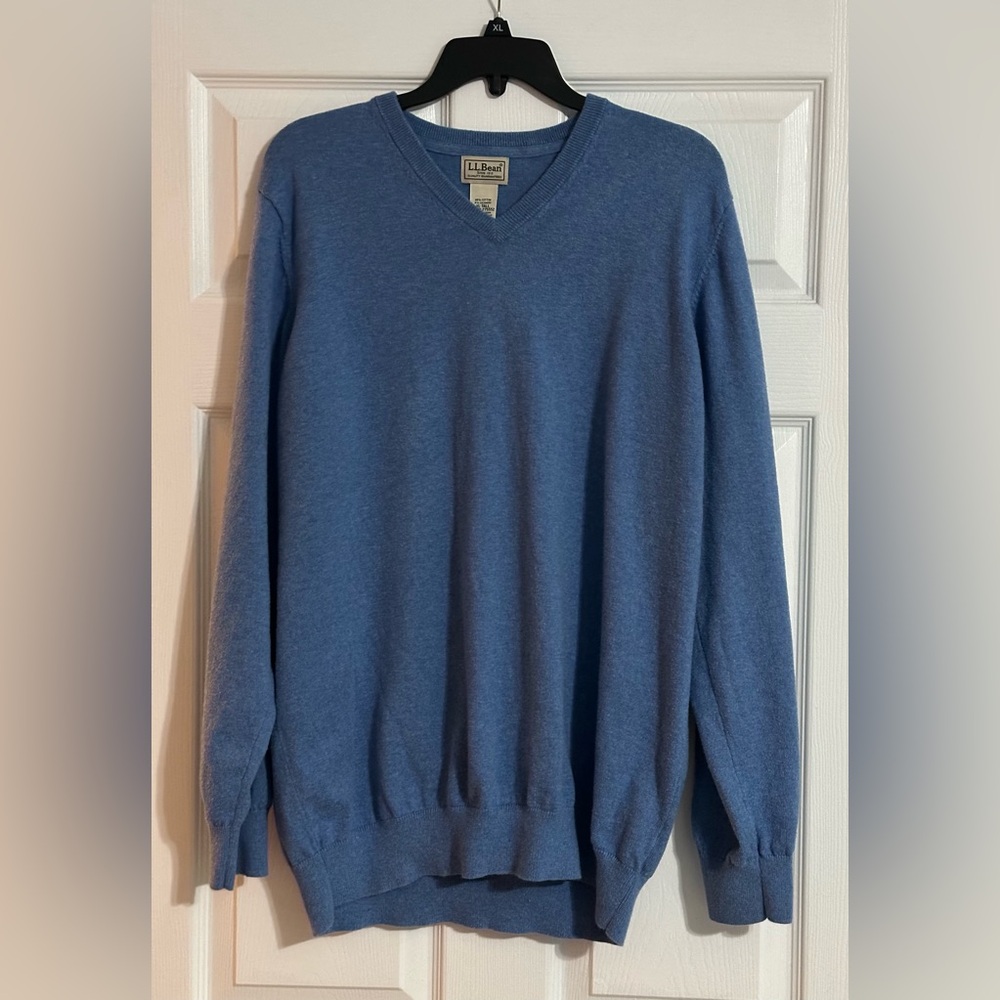 LL Bean Men's Cotton/Cashmere V-Neck Pullover Sweater - Size XL Tall‎